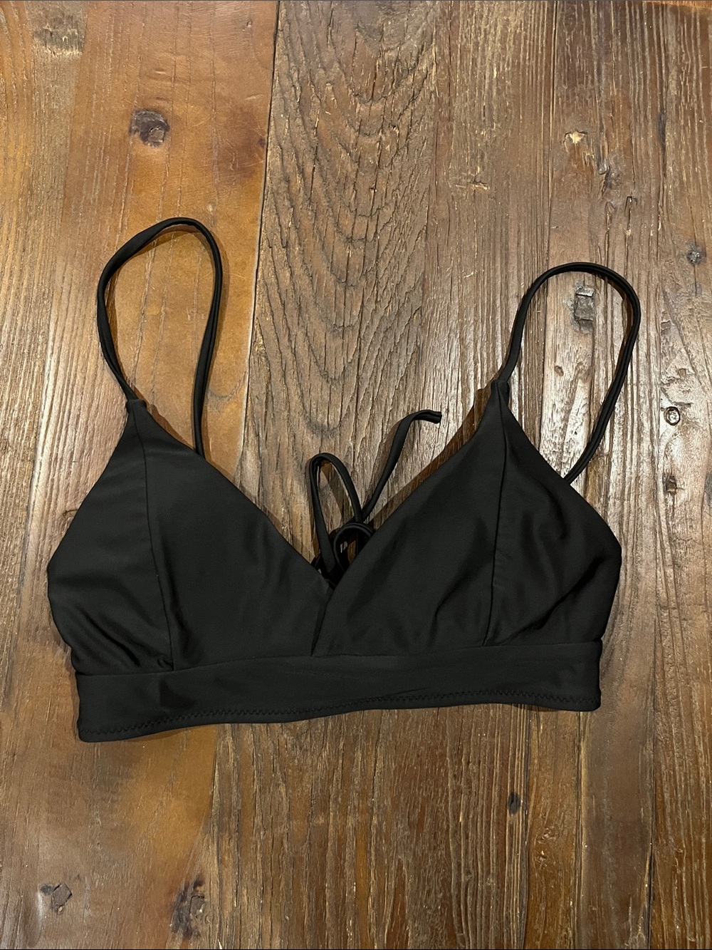 Black Bikini Top with Thin Straps - Zaful M
